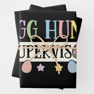 Ostereier-Such-Aufseher Lustige Familie Ostern Geschenkpapier Set