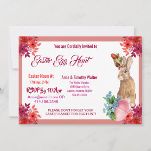 Ostereier-Suche Aquarell Florales Häschen Einladun Mitteilungskarte