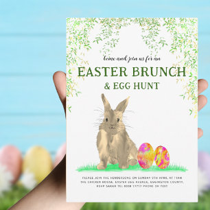 Ostereier-Suche-Brunch Süßer Hase Aquarell Einladung