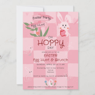 Ostereier-Suche-Brunch Süßer Rosa-Wasserfarben-Has Einladung
