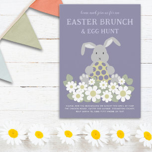 Ostereier-Suche-Brunch Süßes Häschen Gänseblümchen Einladungspostkarte