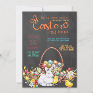 Ostereier-Suche bunte Typografie auf Schultafel Einladung