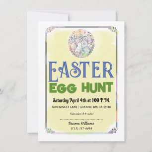 Ostereier-Suche Gelb Aquarell Flyer Einladung