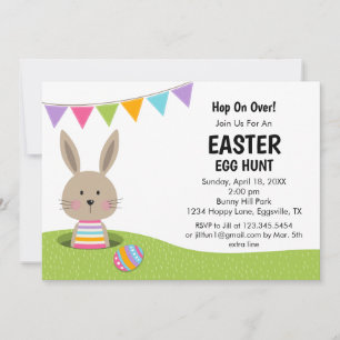 Ostereier-Suche mit Hase mit Korb voller Eier Einl Einladung