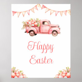 Ostereier-Suche mit rosa Lastwagen Poster