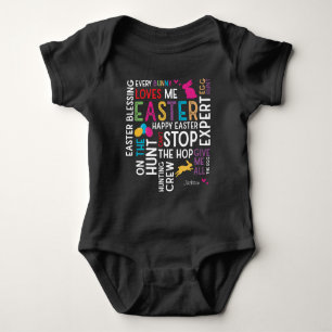 Ostereier-Suche Wortwolke mit Namen Schwarz Baby Strampler