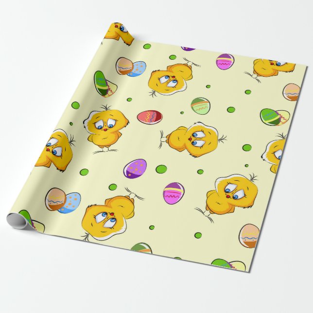 Ostereier u. Baby-Küken Geschenkpapier (Ungerollt)