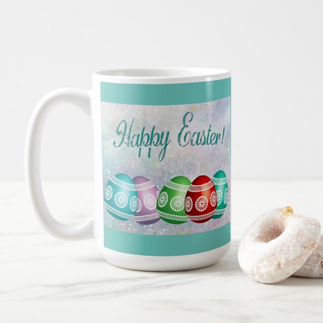 Ostereier und Aquamarine Tasse (Mit Donut)