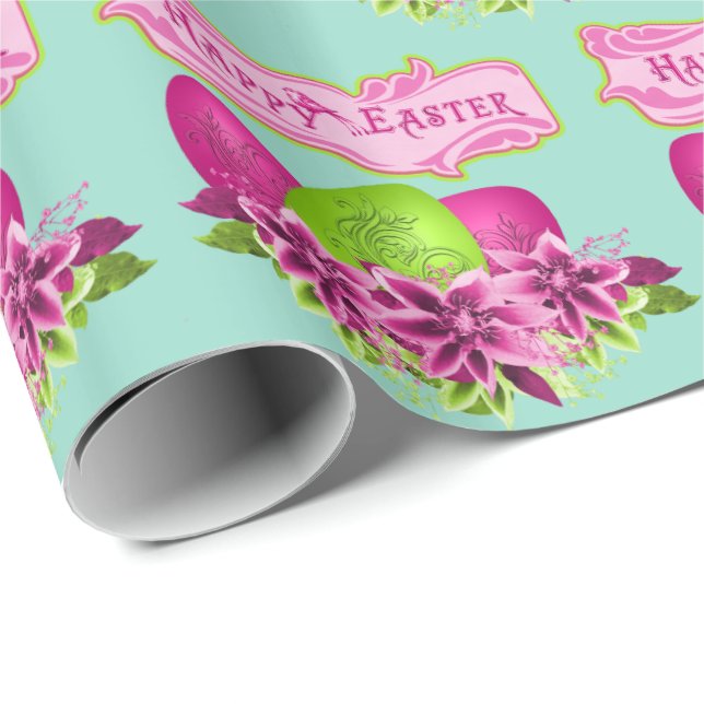 Ostereier und Blume zu Ostern Geschenkpapier (Rolleneckpunkt)