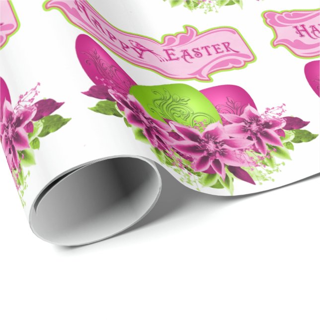 Ostereier und Blume zu Ostern Geschenkpapier (Rolleneckpunkt)