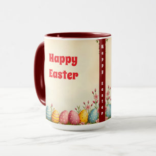 Ostereier und kleine Kaninchen Tasse