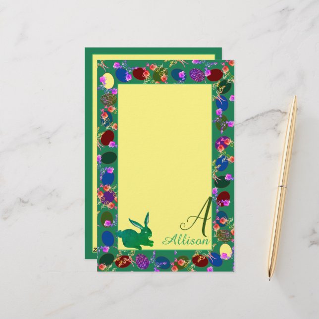 Ostereier und Sonnenstrahlen Briefpapier (Vorderseite/Rückseite Beispiel)