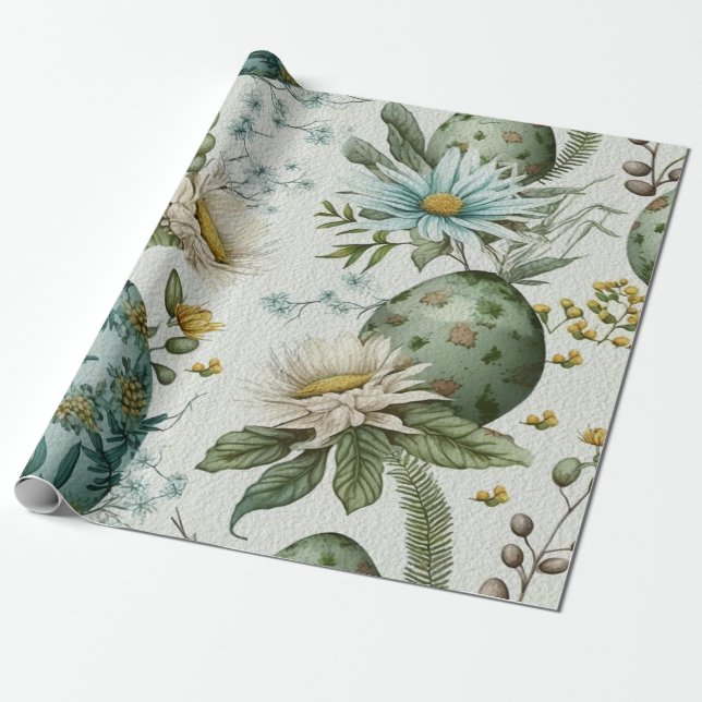 Ostereier Vintag nostalgisches Muster Nr. 2 Geschenkpapier (Ungerollt)