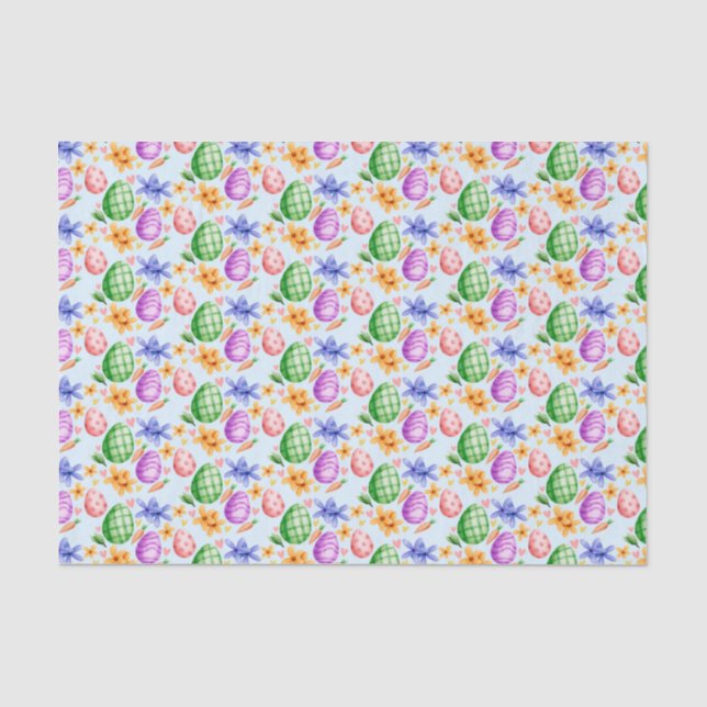 Ostereier Wasserfarben-Frühjahrsmuster Seidenpapier (Vorderseite)