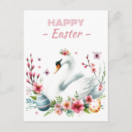 Ostereier Wasserfarbenschwan Kirschblüten Postkarte