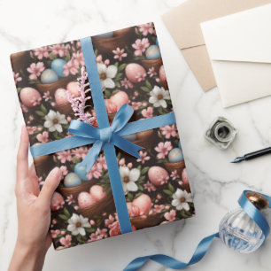 Ostereier Wicker Körbe Frühlingsblumen Geschenkpapier