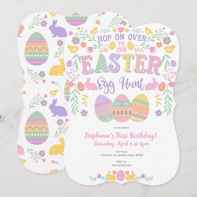 Ostereierjagd, Frühling, Sonne, Ostern Party Einladung (Vorne/Hinten)