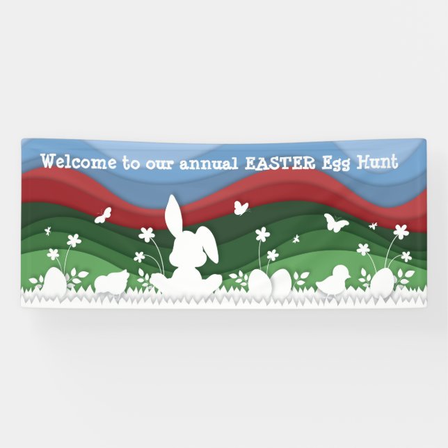 Ostereierjagdzeichen, niedliche Tiere Banner (Horizontal)