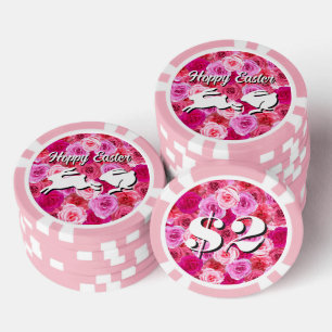 Ostereimer Füller Weiße Hasen rosa Blumen Pokerchips