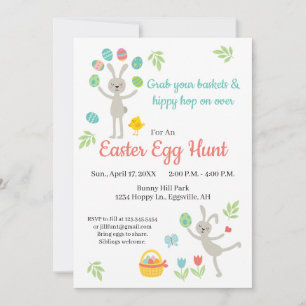 Ostereinladung Hopping Bunny und Ei Hunt Einladung