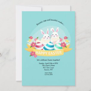 Ostereinladung von Bunnies und Eiern Einladung