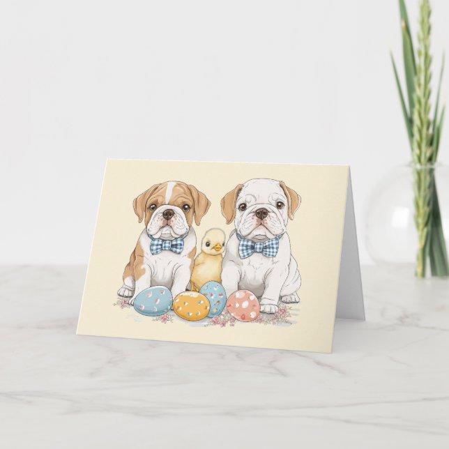 Osterenglische Bulldogs Feiertagskarte (Vorderseite)