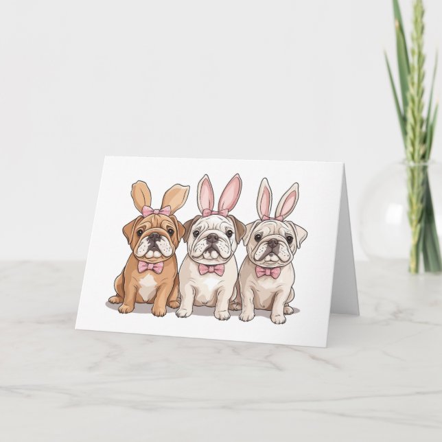 Osterenglische Bulldogs Feiertagskarte (Vorderseite)