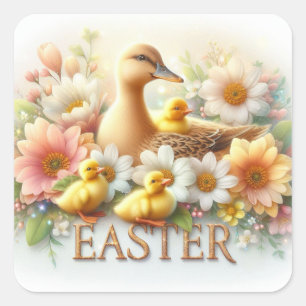 Osterente, Enten und Blume Umschlag Aufkleber