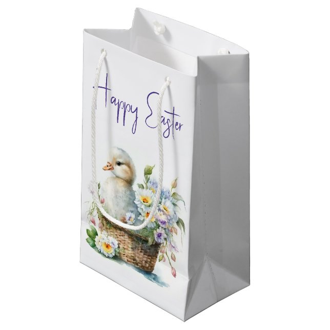 Osterente im Korb Kleine Geschenktüte (Vorderseite Schrägansicht)