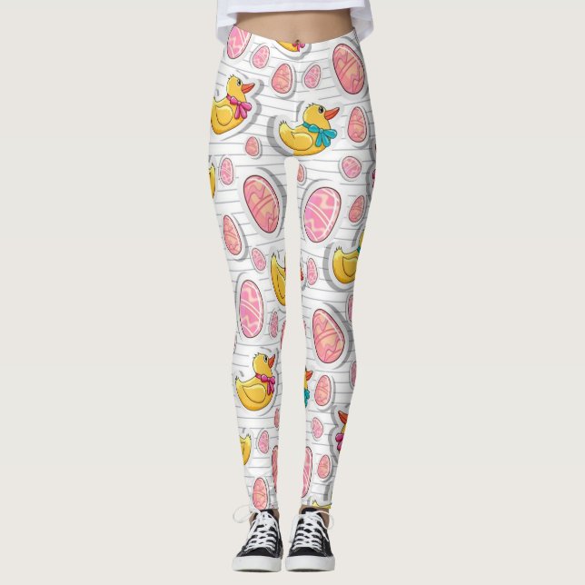 Osterente und Eiermuster Leggings (Vorderseite)