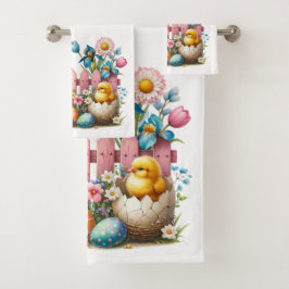 Osterenten, Blume und Eier Badhandtuch Set