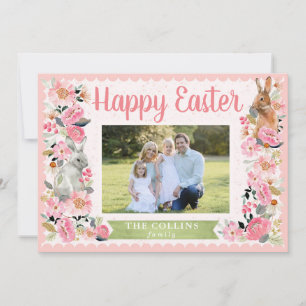 Osterfamilie mit blass blass blass rosa card Foto Dankeskarte