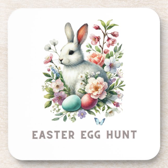Osterfarben Bunny & Blume Getränkeuntersetzer (Vorderseite)