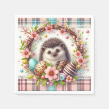 Osterfarben Karierter Blumenbaby Igel