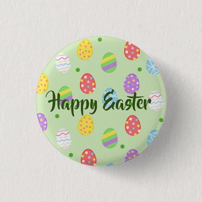 Osterfarbene Eier Festlich Button (Vorderseite)