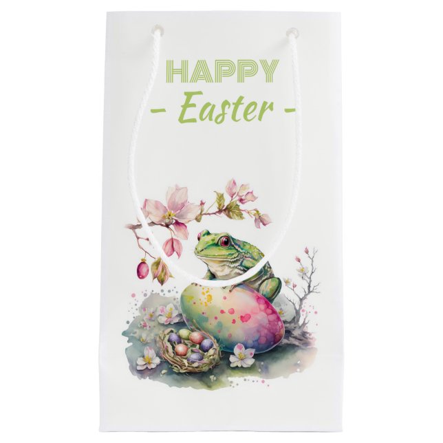 Osterfarbene Froscheier & Blume - Kleine Geschenktüte (Vorderseite)
