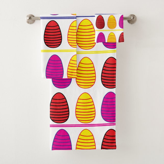Osterfarbene glückliche Ostereier Ostern Badhandtuch Set (Insitu)