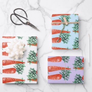 Osterfarbene Karotten farbenfrohe Frühlingssonne Geschenkpapier Set