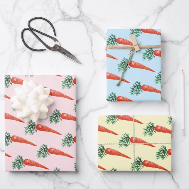 Osterfarbene Karotten farbenfrohe Frühlingssonne Geschenkpapier Set (Vorderseite)
