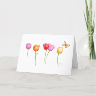 Osterfarbene Tulips Schmetterling Frühlingssesseln Karte