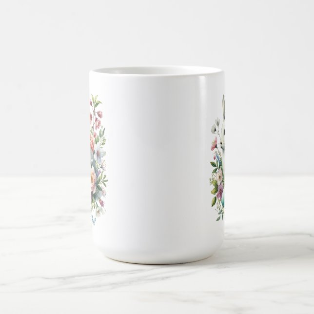 Osterfarbengeblasen, Eier & Blume Kaffeetasse (Mittel)