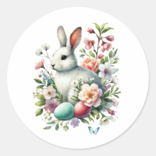 Osterfarbengeblasen, Eier & Blume Runder Aufkleber