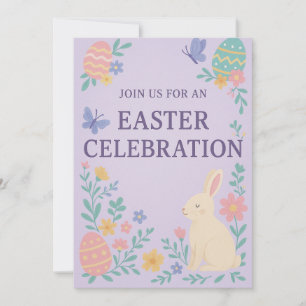 Osterfeier-Einladung   Pastell-Hase  Einladung