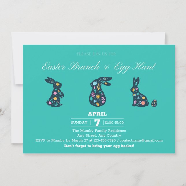 Osterfeier Party Einladung Ostern Brunch & Eierjag (Vorderseite)