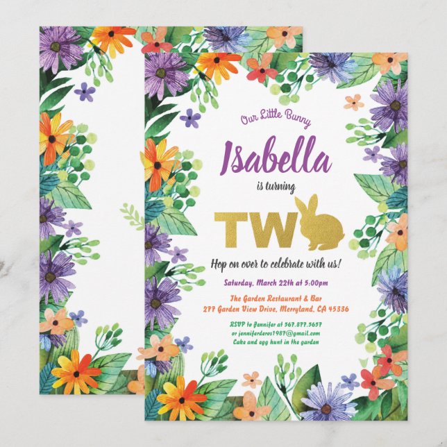 Osterfeierliche Party Einladung (Vorne/Hinten)