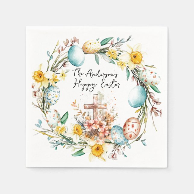 Osterfest mit Blumen Serviette (Vorderseite)
