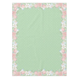 Osterfloral Pastel Green Polka Dots Tischdecke