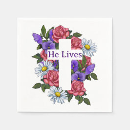 Osterflorkreuz Er lebt Serviette