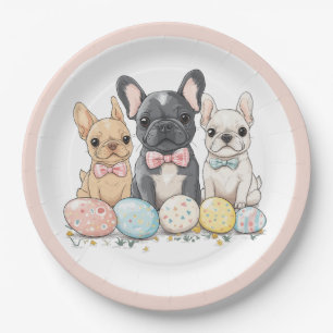 Osterfranzösische Bulldogs Pappteller
