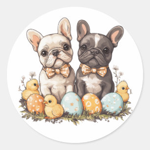 Osterfranzösische Bulldogs Runder Aufkleber